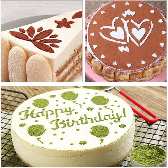 iSuperb 4 Pieces Cake Top Stencils Cookie/Cake Decorating Painting Templates Baking Tool for Cupcake Wedding Cake Fondant Impression, Wedding
