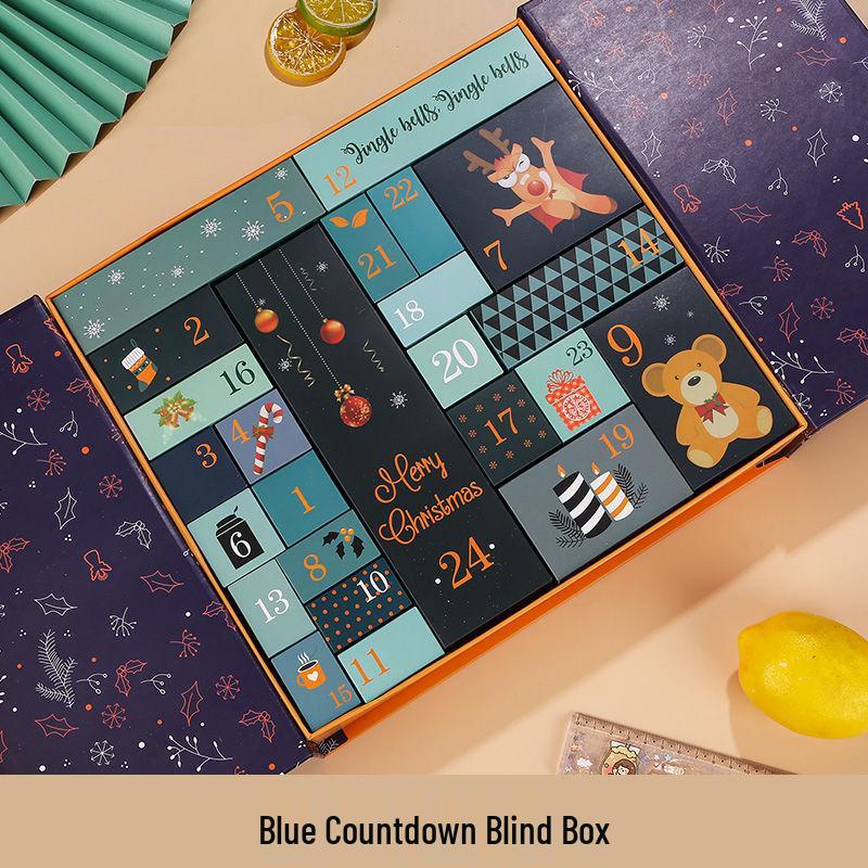 Prázdninový odpočítávací kosmetický překvapivý box: Dárková sada čokolády, sušenek a cukroví