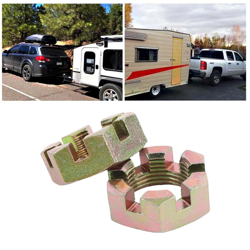 2 Sets Trailer Nut Kit with 1in Shaft Spindle Nuts 1in Washer 2.2in Cotter Pins Galvanized for 1in Shaft Spindle