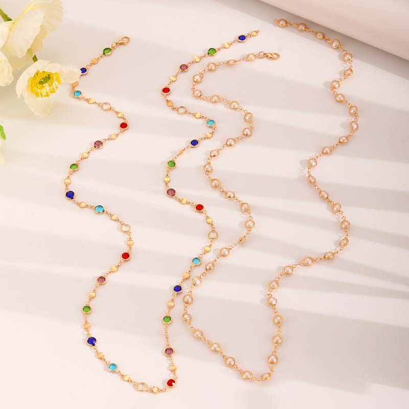 Colourful Crystal Zircon Necklace for Women Shiny Rhinestone Long Tassel Choker Bohemian Statement Jewelry Gifts