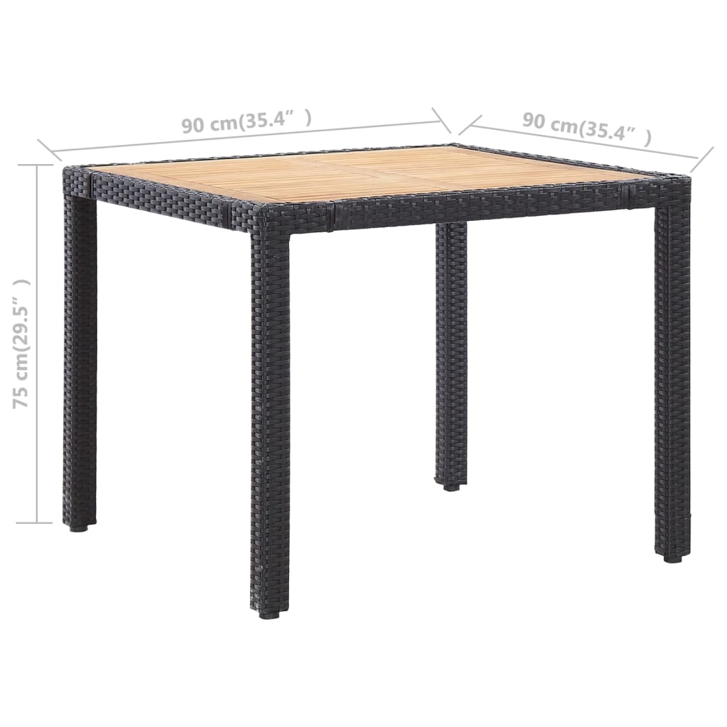 5 Piece Garden Dining Set with Cushions Poly Rattan Black