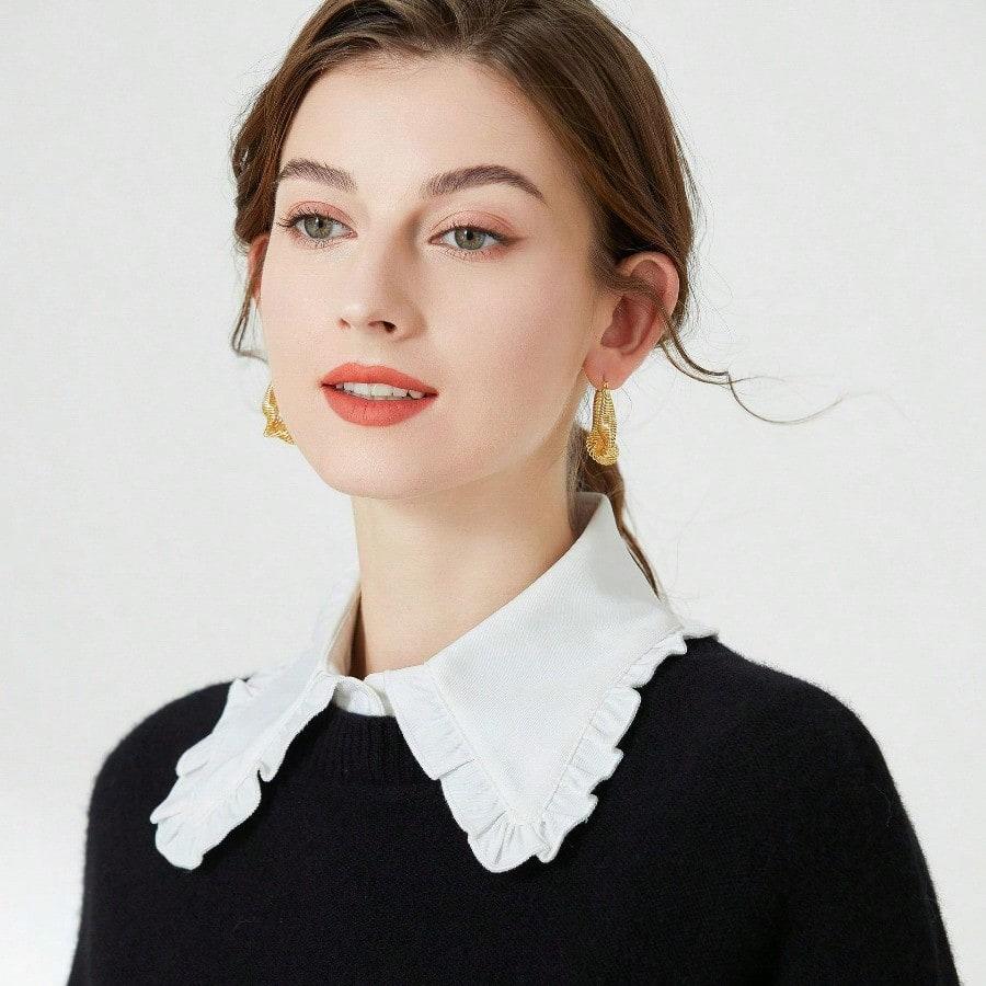 Fake collar Women's versatile fake collar Autumn and winter ruffle edge fake collar Solid color shirt Inner collar