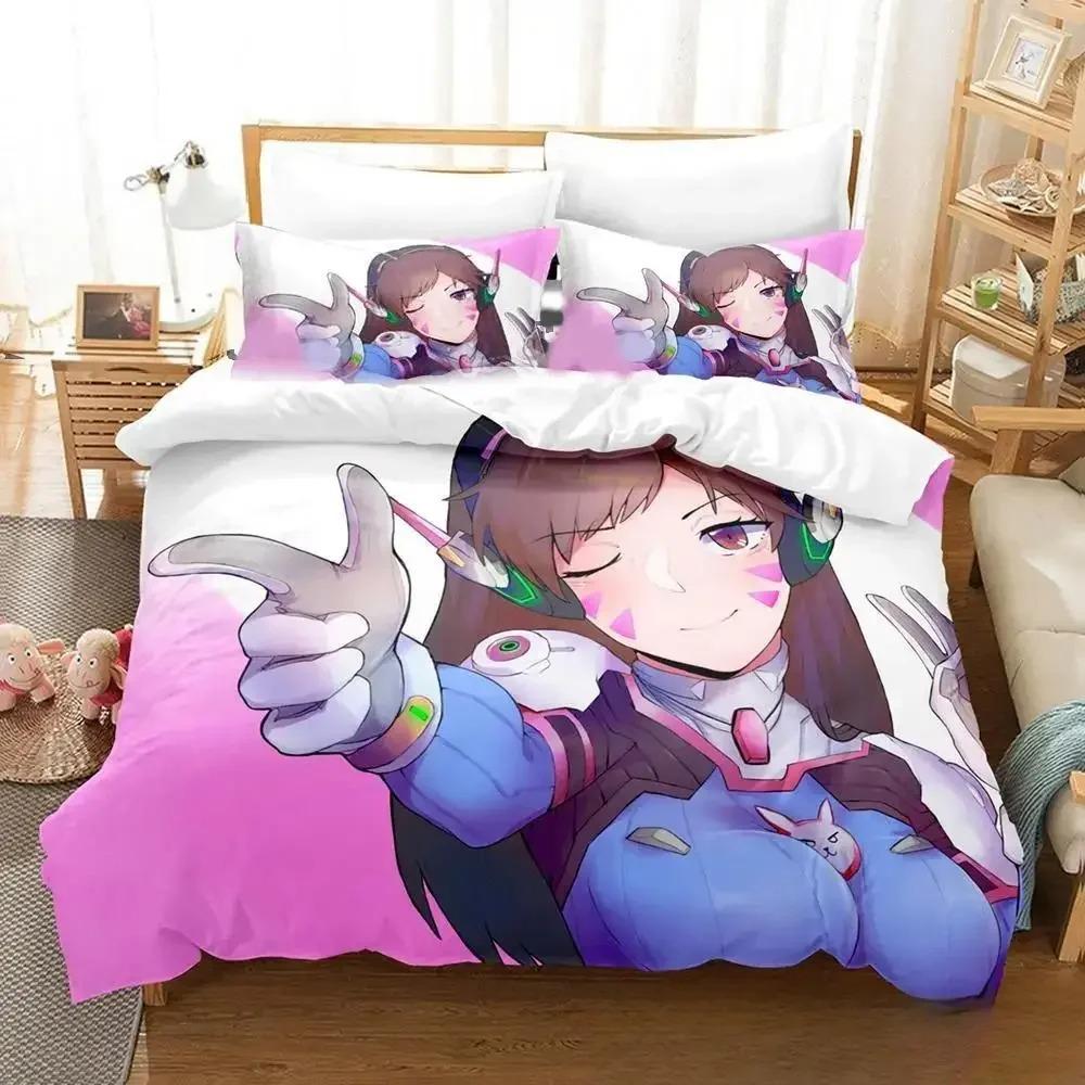 New Anime Dva Overwatch Bedding Set Duvet Cover Comforter Quilt Pillowcase King Queen Twin Size for Boys Girls Adults
