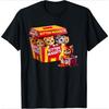 Cartoon Cat Nuggets Black TShirt Cute Food Theme Womens Oversize Casual ShortSleeved Soft Comfortable Basic Crew Neck Top