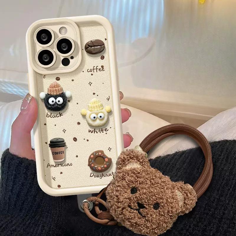 Applicable To Apple 15 Mobile Phone Case Iphone14/13 Briquette Coffee Doll 11/12 Silicone Lambskin Xr Anti-fall