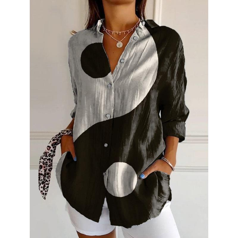 3D Abstract Pattern Women's Long Shirt with Drop Shoulder Sleeves