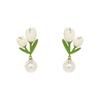 French Sweet Small Fresh Flower Earrings Niche Design Temperament Simple Mori Gardenia Pearl Stud Earrings