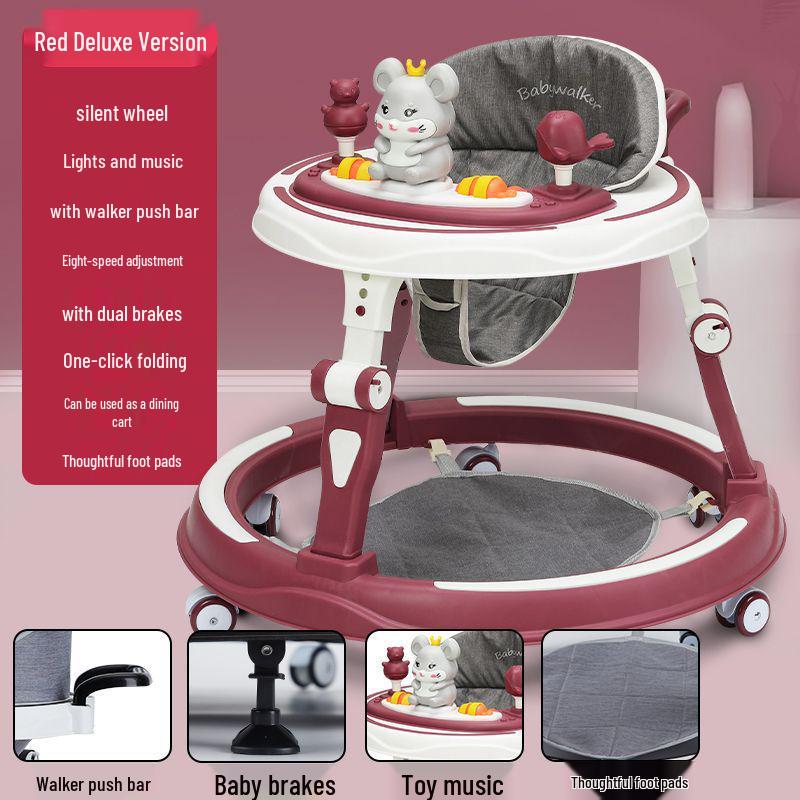 Multifunctional Baby Walker: Anti-Rollover, Anti-O-Leg, Sit-and-Push Learning Trolley