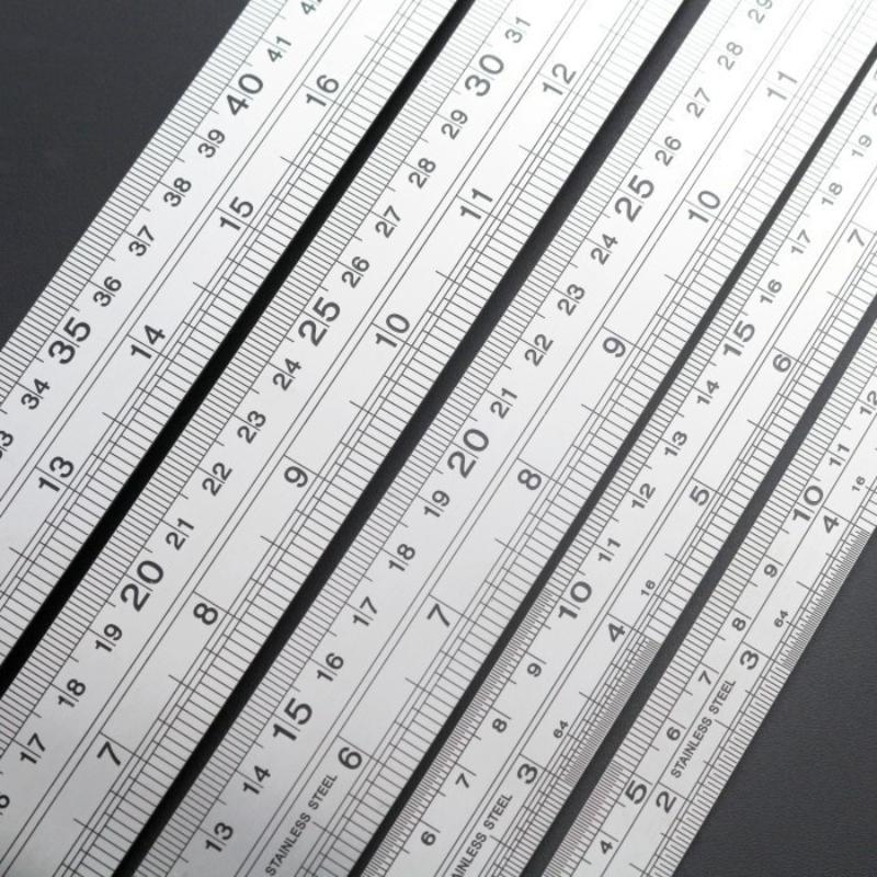 2Pcs Thicken 15cm-40cm Stainless Steel Ruler 39 Inch British Scale Durable Measuring Tool for School Office Household