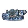 Men's Jeans Rhinestone Dark Skull Head Women Belt Western Denim Shiny Rivet Design Artificial Diamond Belt Hip Hop Punk Y2k Belt