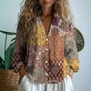 Women's Casual Commuting Shirt with Western Ethnic Style Geometric Print Long Sleeved Women's Shirt