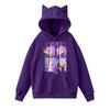 Ladies Fashion Casual Long Sleeve Printed Round Neck Hoodie Pullover Top With  Pockets