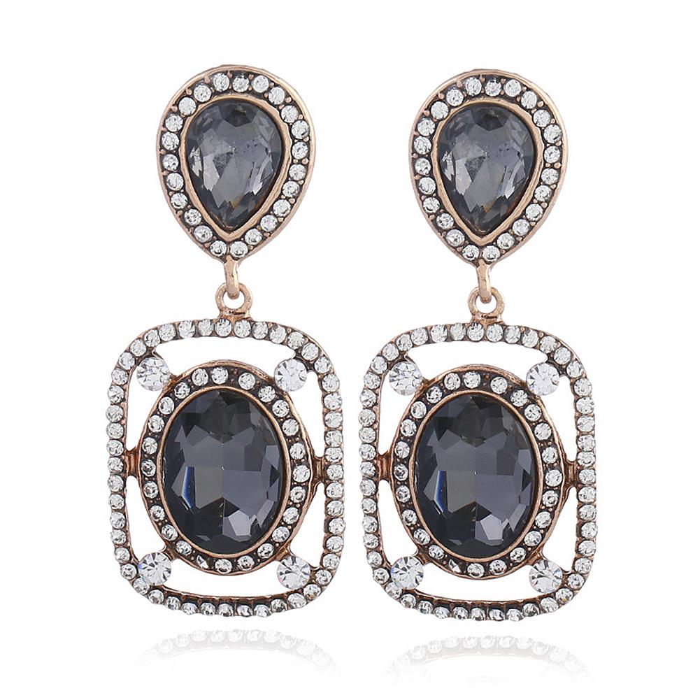

Women Fashionable High-end Gem Diamond Eardrop Elegant Delicate Earrings Ear stud gray #1