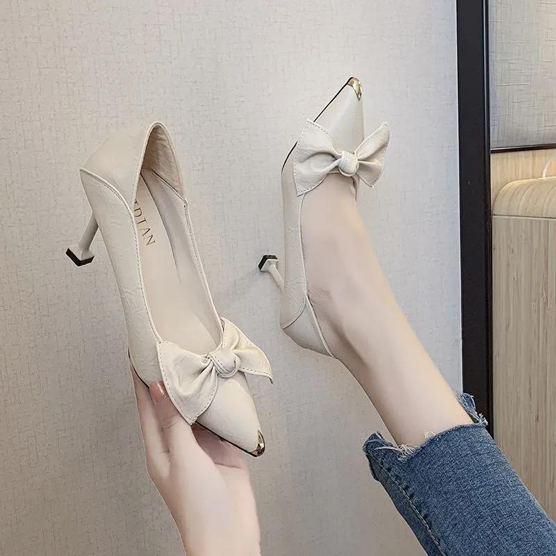 women fashion elegant beige high quality stiletto heel shoes lady casual black comfort spring summer heel shoes zapatos ga683b