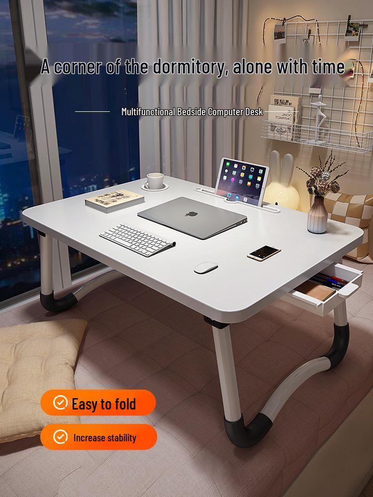 Folding Computer Desk: Compact Bedside or Bay Window Table for Floor-Sitting and Studying