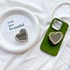 Electroplated Metal Lines Heart-shaped Mobile Phone Airbag Holder Mirror Sticker Portable Touch Up Watch TV Show