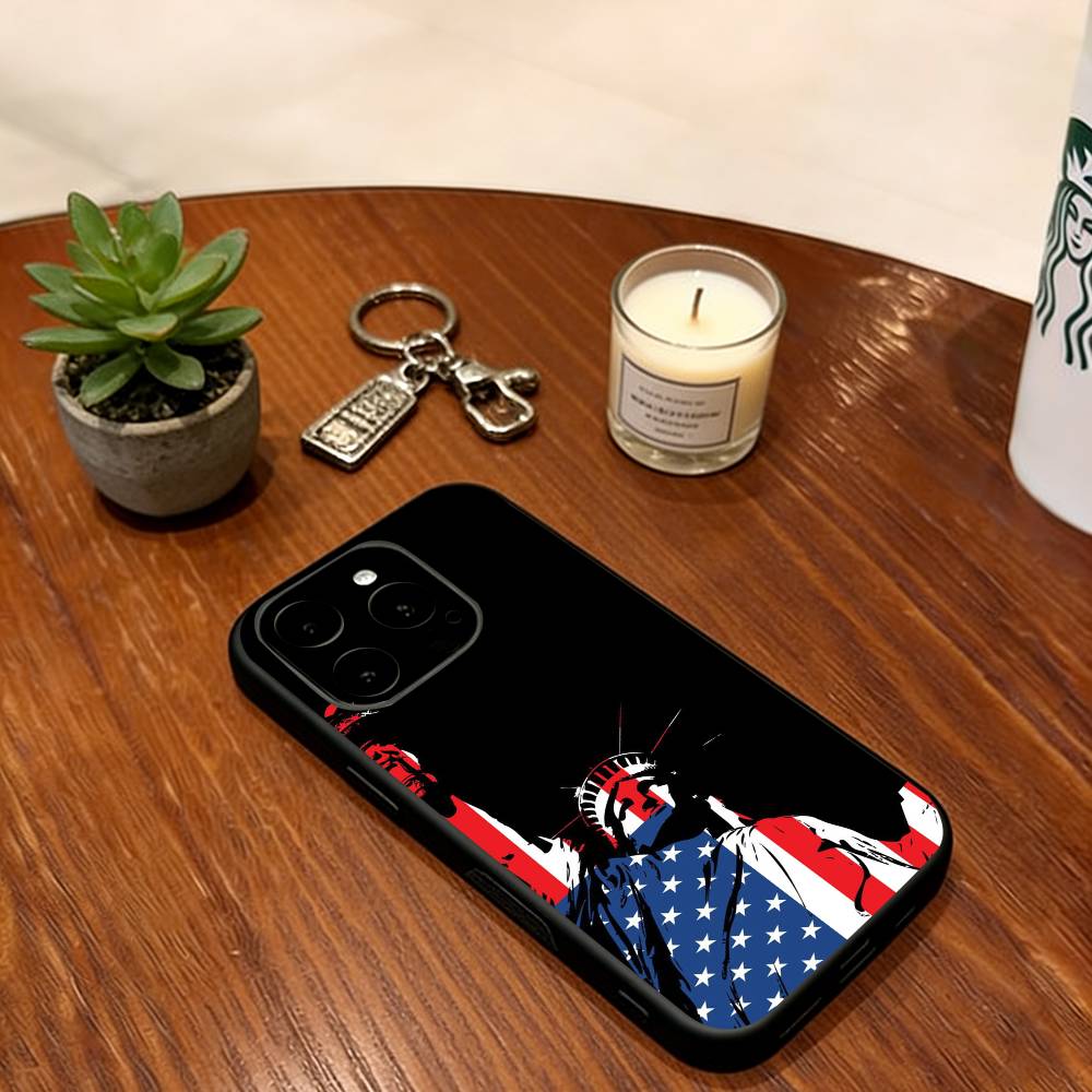 

Художественный Американский Флаг Чехол Для Телефона Для iPhone 17, 16,15,14,13,12,11 Plus,Pro Max, Другие Мягкий Черный Чехол iPhone17