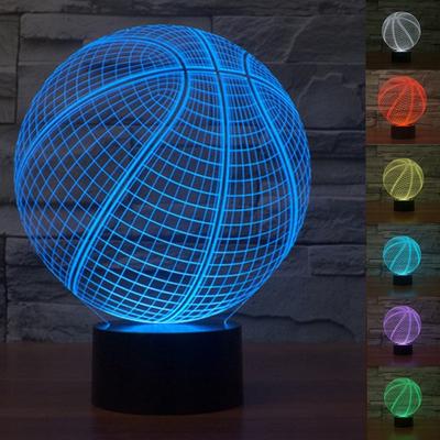 Lámpara de baloncesto con ilusión 3D, luz LED nocturna acrílica, lámpara de escritorio de mesa USB