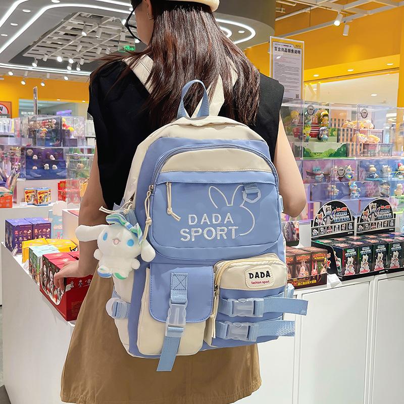 Backpack for Middle School Students, Korean Style Trendy Color-blocking Backpack