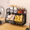 Carbon Steel Vegetable Drainage Basket Wall Mounted Onion Ginger Garlic Rack  Ingredients Sorting