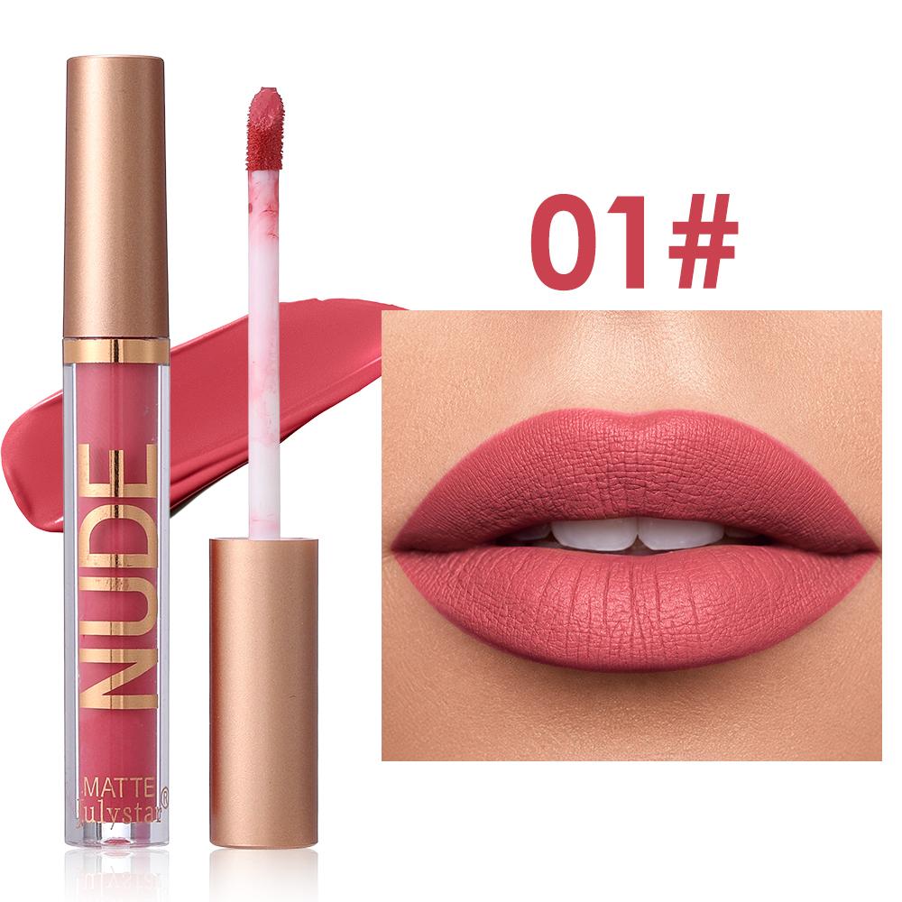 Julystar NUDE Matte Liquid Lipstick, Long Lasting Waterproof Velvet Lip Gloss, Non-Stick Cup Smudge-Proof Lip Tint