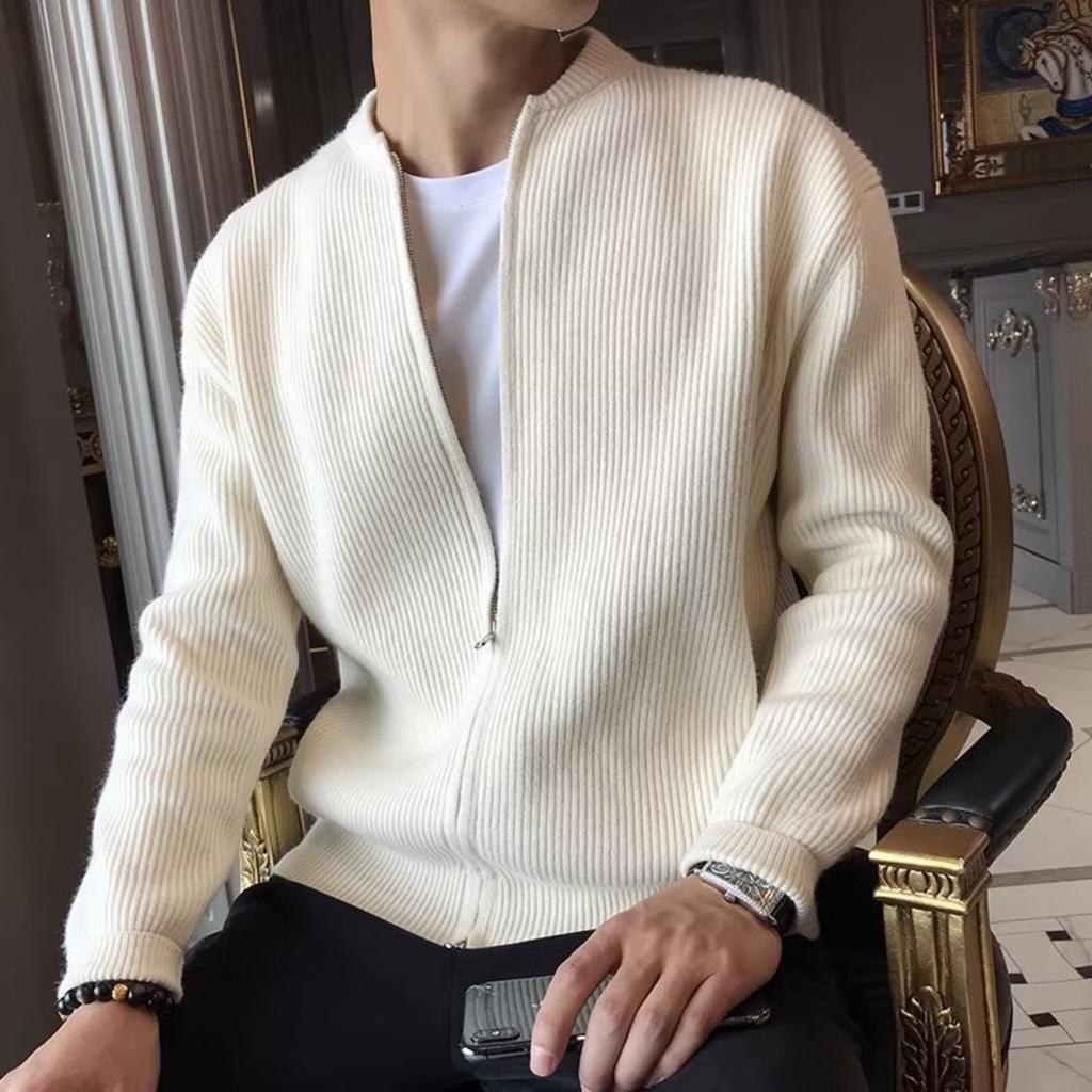 New Autumn and Winter Sweaters, Knitted Jackets, Men's Cardigans, Warm and Slim Fit Business Solid Color Sweaters