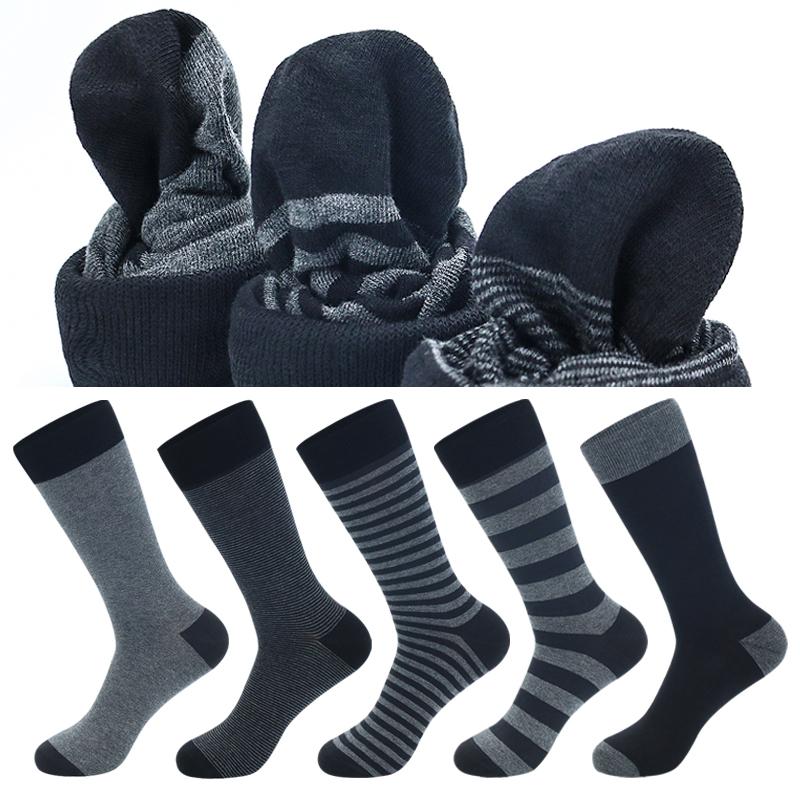 5 Paar Übergröße Mode Business Herren Anzugsocken Hohe Qualität Streifen Schwarz Grau Reine Herren Baumwollsocken Größe EU41-48