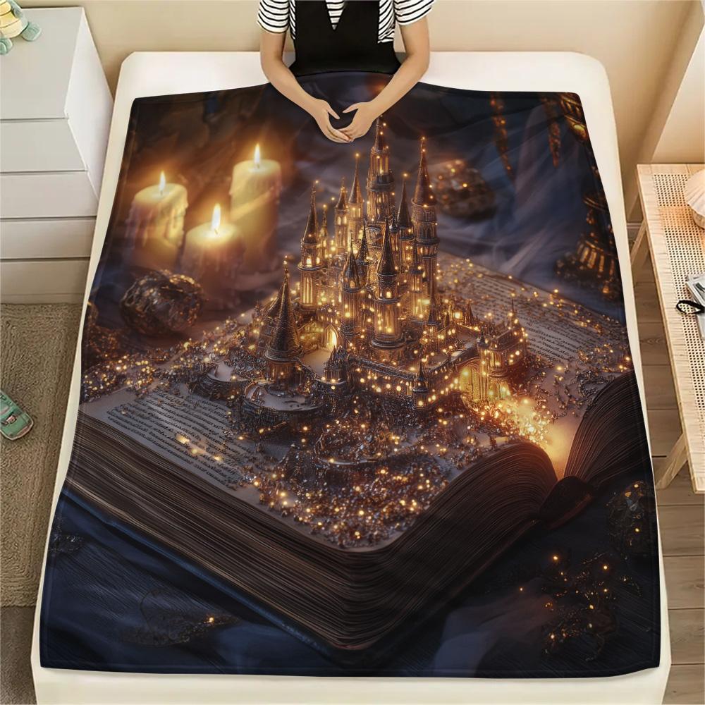 Glowing Books  Print Flannel Blanket, High Quality Comfortable for All Seasons, Home Decor, Warmth and Comfort