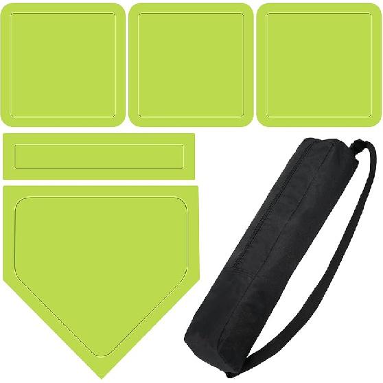 Hiboom Baseball Base Set with Portable Carrying Bag 3 Throw Down Bases 1 Homeplate 1 Pitching Rubber for Baseball Kickball Softball Backyard