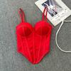 Summer Tight Ladies Trendy Stylish Bustier Basic Vintage Mesh Corset Bra Vest