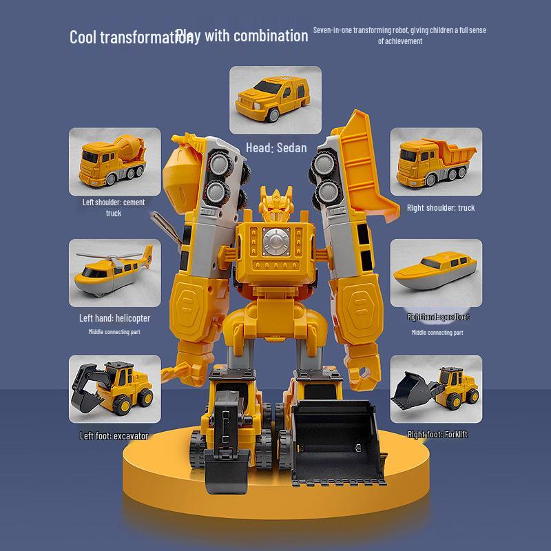 Kids' Magnetic Engineering Vehicle Transformer Set - Educational Parent-Child Toy