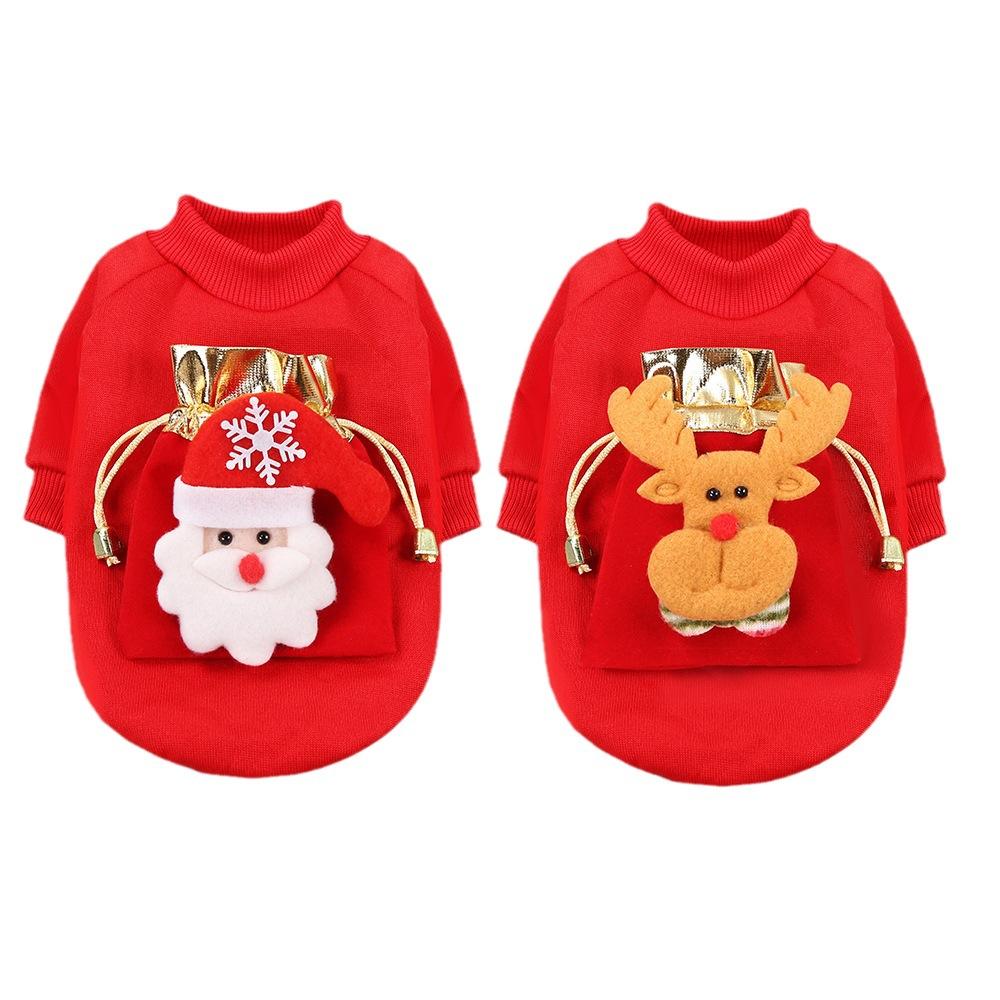 

Fall/Winter Christmas Dog Clothes Cat Pet Clothes Warm Fleece Dog Sweater Cat Supplies Lucky Bag Pocket Elk M (bust 37CM recommended weight 4-3kg)