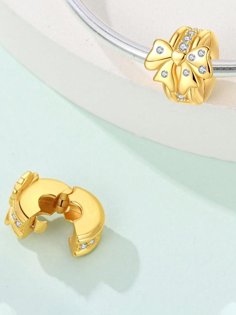 Charms Plata Copper Colors Colorful Butterfly Golden Bow Beadspendant For Original Bracelet For Women Diy Jewelry Love Gift