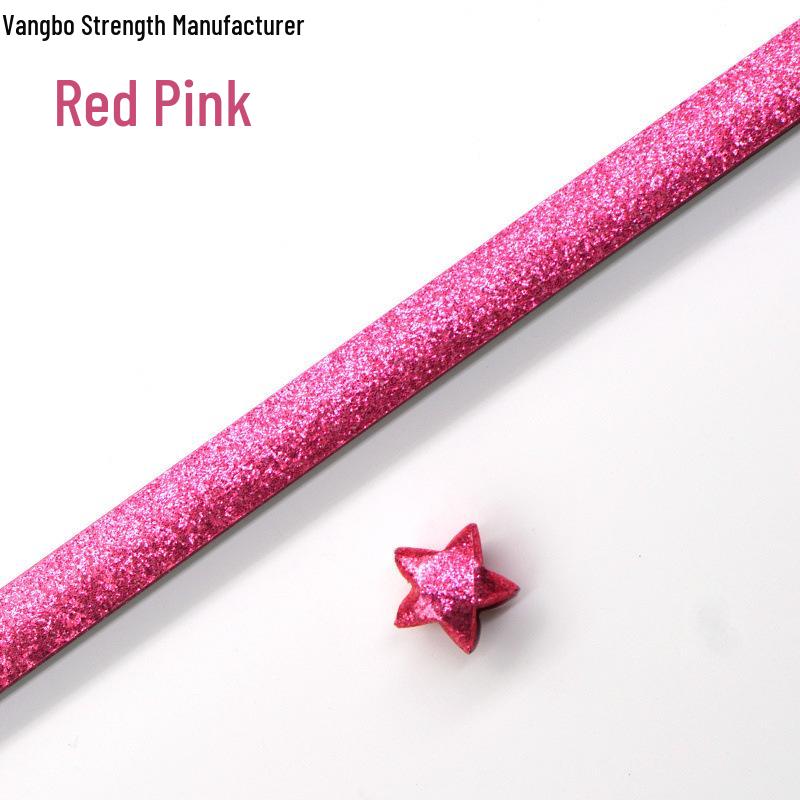 Silver Star Origami Paper Strips with Rhinestones Glitter - Pastel Colors for Lucky Five-Pointed Stars.