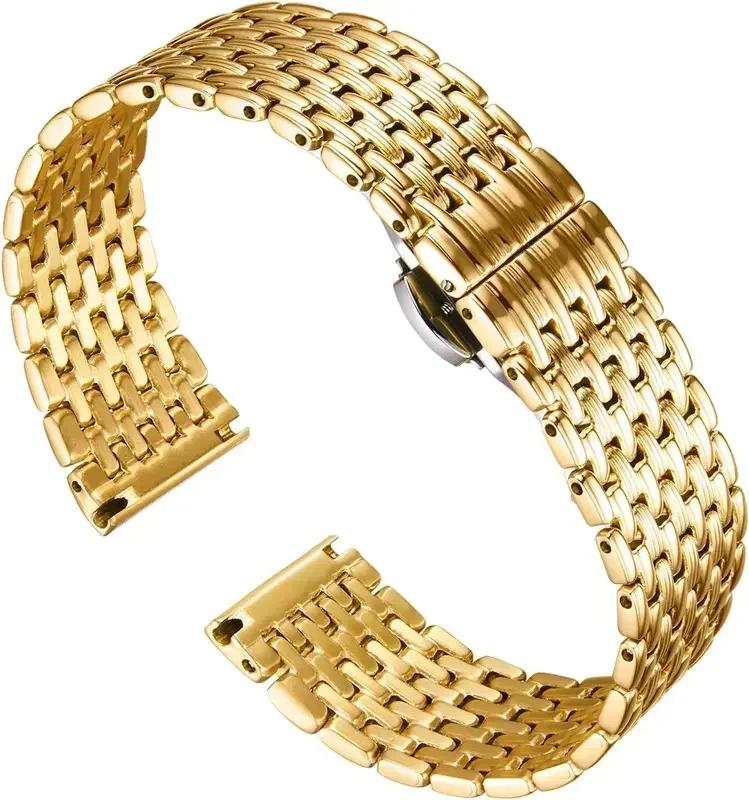 Nerezový řemínek na hodinky pro OB DW Longines L4 Pohodlný k nošení Dvojitá překlápěcí spona Řemínek na hodinky 14mm 16 18 20mm