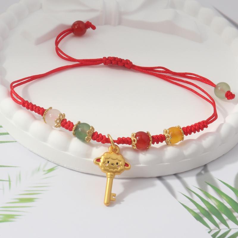 Handmade Braid Lucky Sheep Red String Bracelet Chinese Zodiac Sign New Year Rope Braided Bracelet Gifts For Women Men Kids
