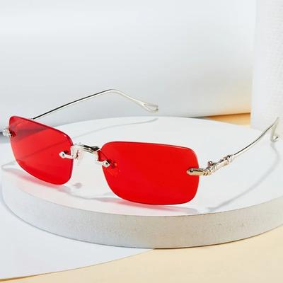 Fashionable Retro Square Unisex Frameless Sunglasses UV Protection Street Style Versatile Slimming Design for Men And Women