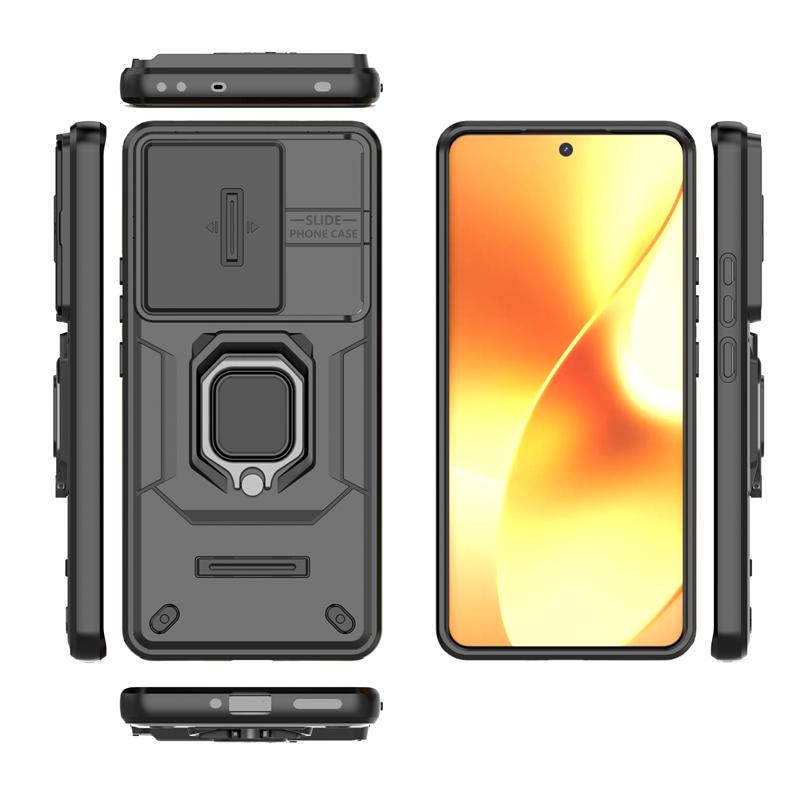 Push Window Phone Case For Realme 15 5G Anti-knock Ring Holder Magnetic Cover For Realme 15 Pro Case For Realme 15 Case 6.8 Inch