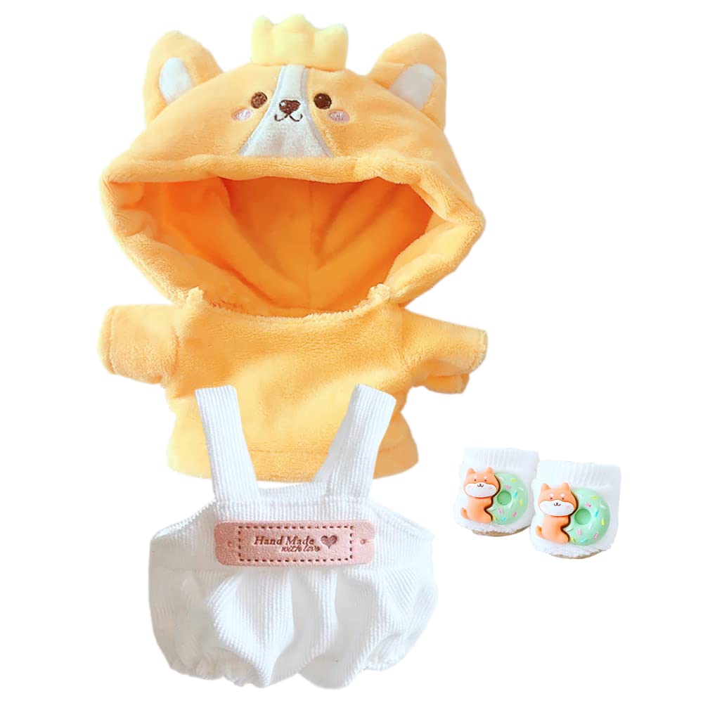 

niannyyhouse Cotton Doll Clothes 20cm Doll Clothes Jacket + Suspenders + Shoes 3-Piece Set Dress Up Puppy Clothes Hoodie Corduroy Overalls Animal
