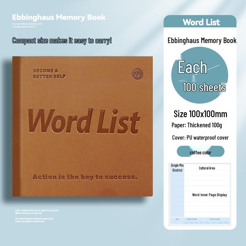 Ebbinghaus Pocket Word Book: Square Leather English Self-Discipline Notebook for Students