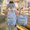 Schoolbag Korean ins Storm Point Three-piece set School bag for junior and high school girls Large capacity burden reduction Backpack