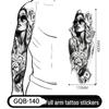 Adesivo Tatuaggio Completo per Braccio Uomo: Design Realistico Impermeabile, Motivo Tigre e Teschio