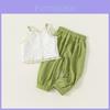 Mädchen Sommer Outfit Set mit Ärmellosem Spitzenoberteil und Schlanker Hose für Alter 3 bis 8