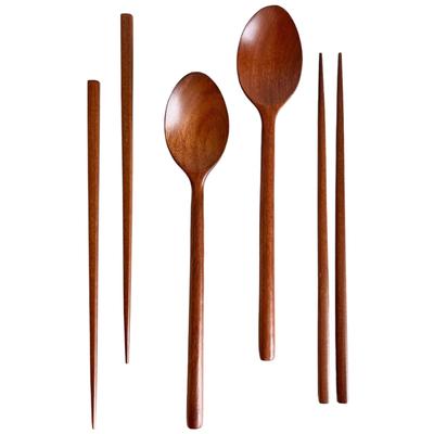 Cozymomdeco Made In Korea Natural Lacquer Coating Wooden Chopsticks Spoon Tableware Jujube Wood Hot Chill Natural Lacquer Gift for Mom & (2 Sets)