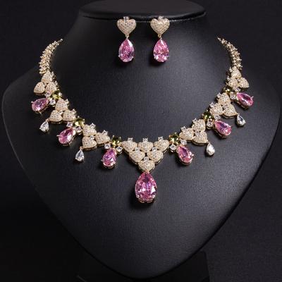 SUYU Women's Light Luxury Design Zircon Flower Leaf Necklace Earring Set Fashionable And Versatile Niche Design Sense Set