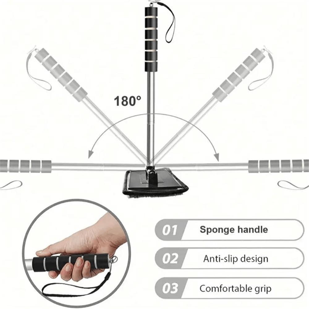 2-Pack Extendable Window/Mirror Cleaner Set! Telescoping Tool for Car & Home - Includes Lanyards, Fights Rain & Dirt, Ergonomic