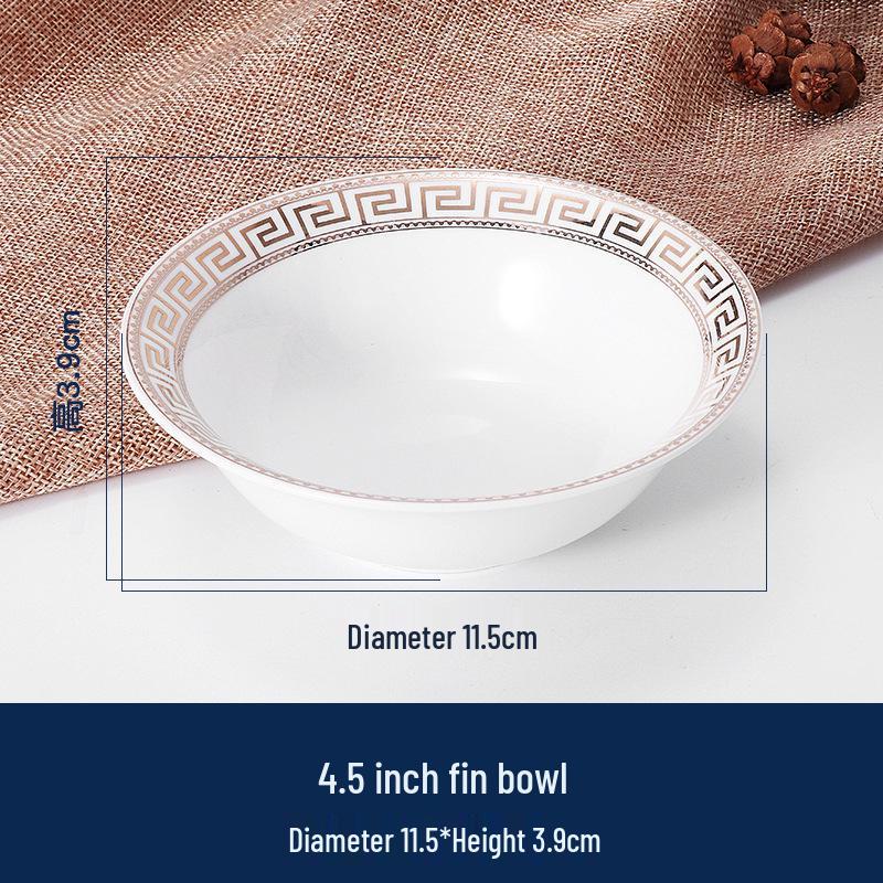 Set di Stoviglie in Ceramica di Lusso: Piatto, Ciotola, Cucchiaio e Tazza in Osso con Bordo Dorato - 4 Pezzi per Eleganza di Hotel e Ristorante