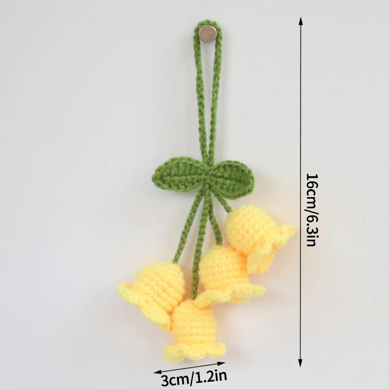 Colorful Crochet Flowers Handmade Knitted Lily Of The Valley Keychain Hand-woven Convallaria Majalis Flower Bag Pendent Key Ring