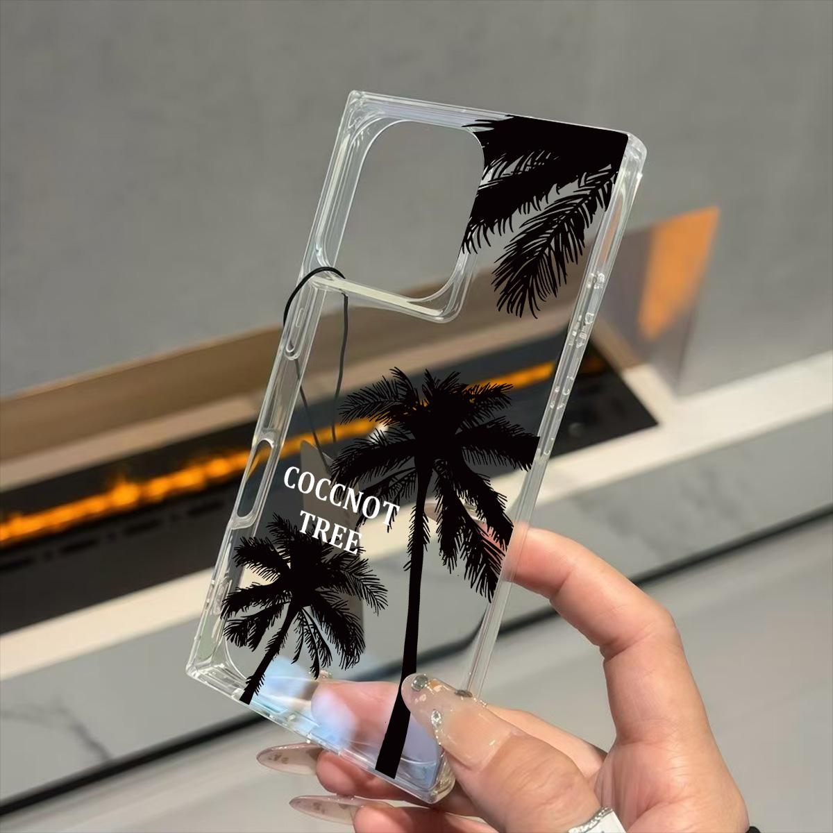 

Square Back Tube Protection Clear Case For iPhone 12 13 15 Plus 16 ProMax 14 Pro Max 11 Anti-Oxygen,Coconut Tree Pattern Casing iphone 11 ProMax