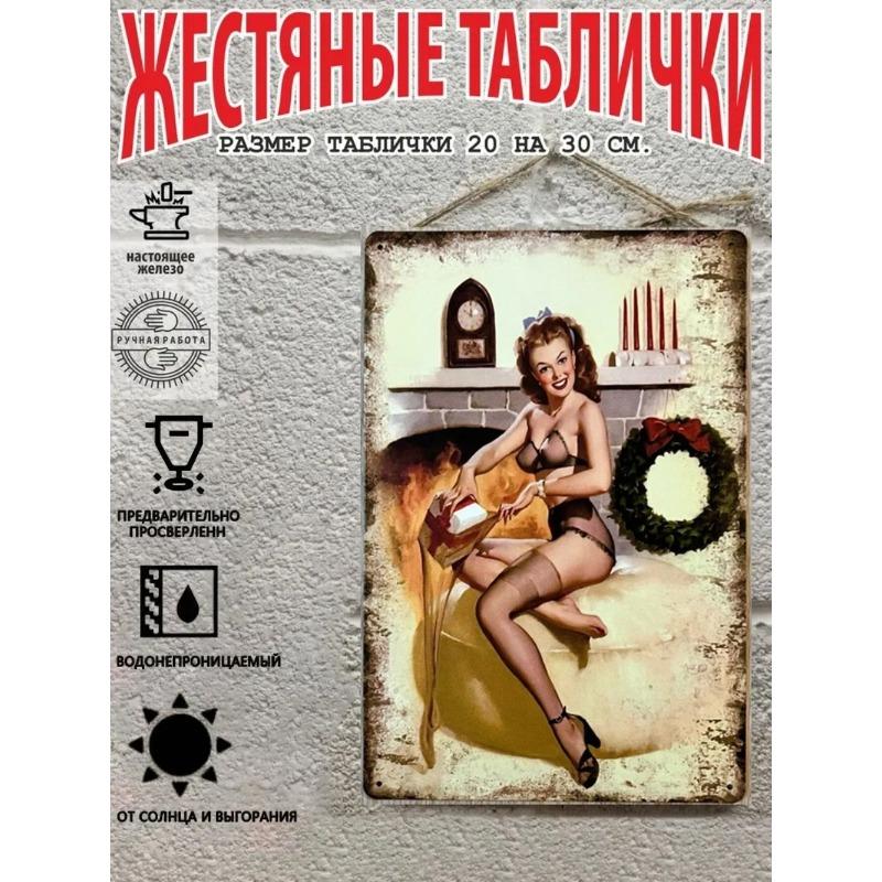 Pin-Up Girl Metal Sign, Retro Wall Art Decor